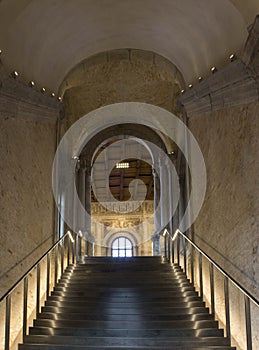 Main staircase of the historic building of La Misericordia in Venice