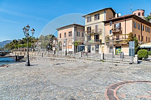 The main street in the city center Laveno Mombello in province of Varese.