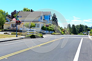 Main street in historical town Steilacoom.