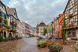 Main street in Kaysersberg, Alsace, France photo