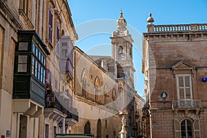 Main Street of Mdina with balcony, Malta, Europe, mediterranean