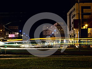 Main street at night in Montpellier