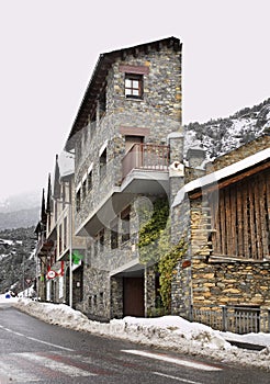 Main street in Ordino. Andorra