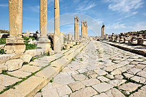 Main street in the ruined Roman city of Gerasa
