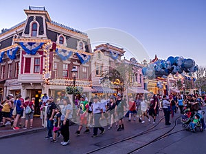 Main Street USA Disneyland at night