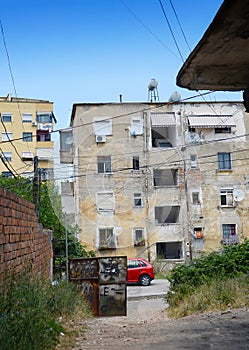 In the main streets of Tirana.full of Colorful buildings and shops, Tirana is capital of Albania.