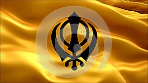 The main symbol of Sikhism is The khanda sign on the background of an orange waving flag
