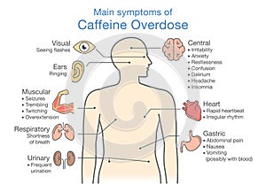 Main symptoms of Caffeine Overdose.