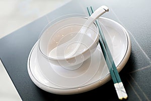 Main tableware in Chinese restaurant.