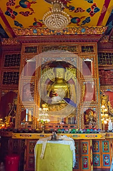 In the main temple of the monastery Kopan, Kathmandu, Nepal. photo