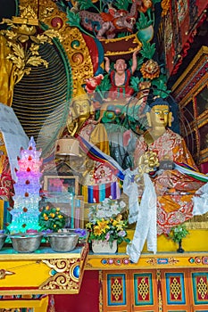 In the main temple of the monastery Kopan, Kathmandu, Nepal.