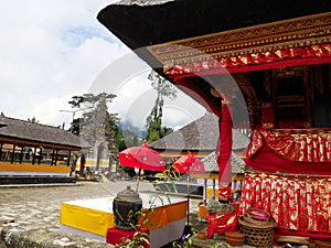 Main temple on the water in Bali, Pura Oolong Danu Bratan, Lake Bratan, beautiful temple, water around the temple, statues in Bali