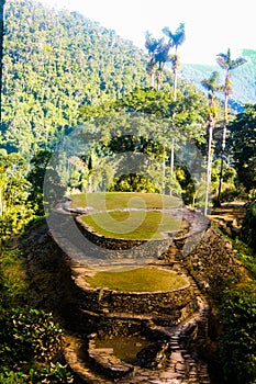 Main terraces in all warm of lost city indigenous name Teyuna photo