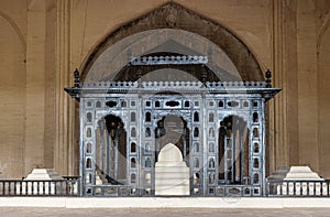 Main tomb under baldachin at Gol Gambaz, Vijayapura, Karnataka, India