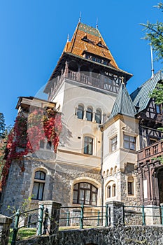 Main tower on Pelisor Castle in Romania