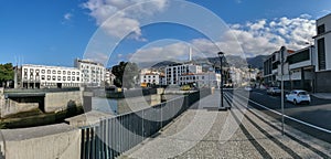 Main view at the Autonomia square on Funchal downtown, architcture and lifestyle at the city, on Madeira Island, Portugal photo