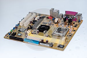 Close up of electronics circuit board A mainboard Main board,cpu motherboard,logic board,system board or mobo board