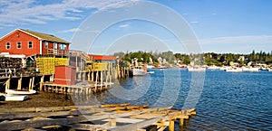 Maine fishing harbor panorama