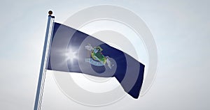 Maine flag blows with the wind. 3d render 4k