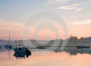 Maine harbor sunrise photo