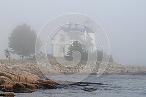 Maine Lighthouse in Fog