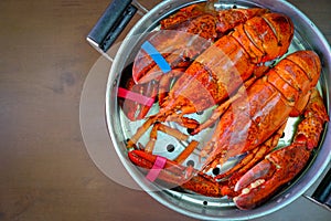 Maine Lobster in the iron steamer