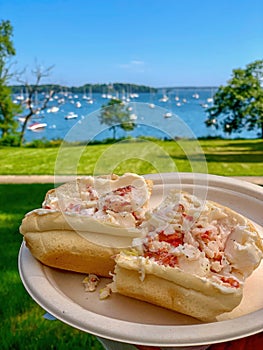 Maine lobster roll at the beach