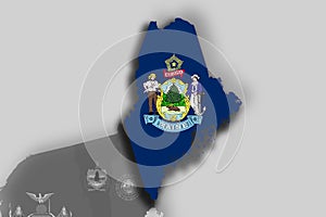 Maine map and flag