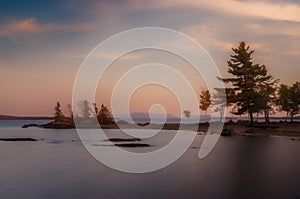 Maine Moosehead Lake and Mountains at Sunet