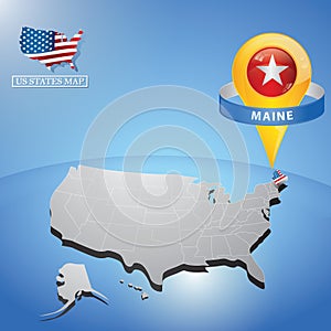 Maine state on map of usa. Vector illustration decorative background design
