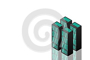 Mainframe, powered server, high technology concept, data center, cloud data storage isometric