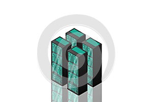 Mainframe, powered server, high technology concept, data center, cloud data storage isometric