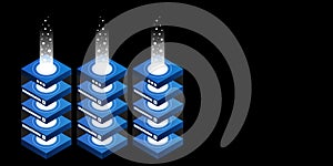 Mainframe, powered server, high technology concept, data center, cloud data storage isometric