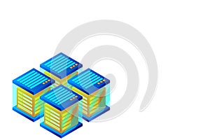 Mainframe, powered server, high technology concept, data center, cloud data storage isometric