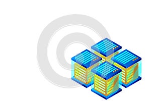 Mainframe, powered server, high technology concept, data center, cloud data storage isometric