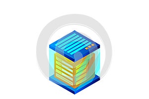 Mainframe, powered server, high technology concept, data center, cloud data storage isometric