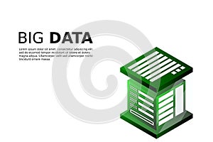 Mainframe, powered server, high technology concept, data center, cloud data storage isometric