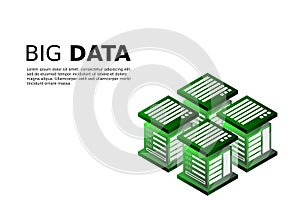 Mainframe, powered server, high technology concept, data center, cloud data storage isometric