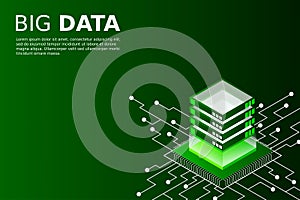 Mainframe, powered server, high technology concept, data center, cloud data storage isometric