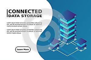 Mainframe, powered server, high technology concept, data center, cloud data storage isometric