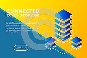 Mainframe, powered server, high technology concept, data center, cloud data storage isometric