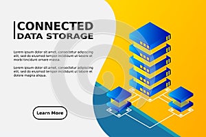 Mainframe, powered server, high technology concept, data center, cloud data storage isometric