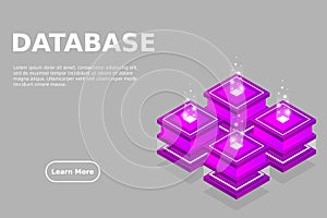 Mainframe, powered server, high technology concept, data center, cloud data storage isometric