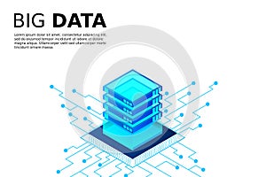 Mainframe, powered server, high technology concept, data center, cloud data storage isometric