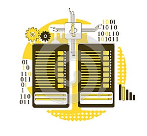 Mainframe thin line concept vector illustration