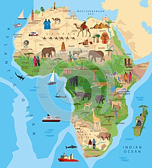 Mainland Africa. Animals, sights, cities and countries