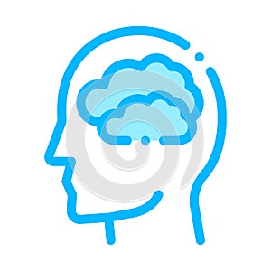 Mainly Cloudy Clouds In Man Silhouette Mind Vector photo