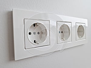 Mains outlet installed in the wall