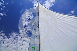 Mainsail and headsail on sailboat