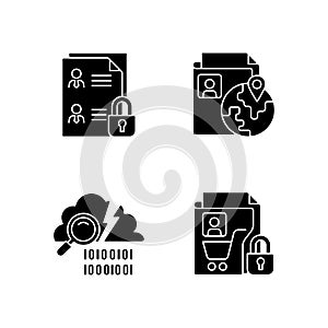 Maintain information security black glyph icons set on white space